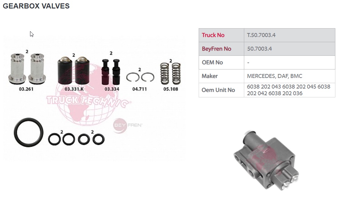 T.50.7003.4 MERCEDES/DAF/6038.202.043/045/042/036 T.50.7003.4 MERCEDES/DAF/6038.202.043/045/042/036